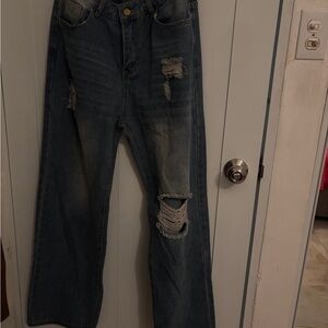 Distressed Blue Jeans